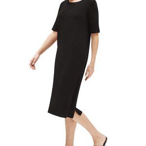 Lyocell Jersey Short-Sleeve Dress w/ Side Slit